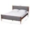 Baxton Studio Powers Mid-Century Modern Grey Fabric and Ash Walnut Finished Wood King Size Platform Bed 236-12780-ZORO - alternate 4